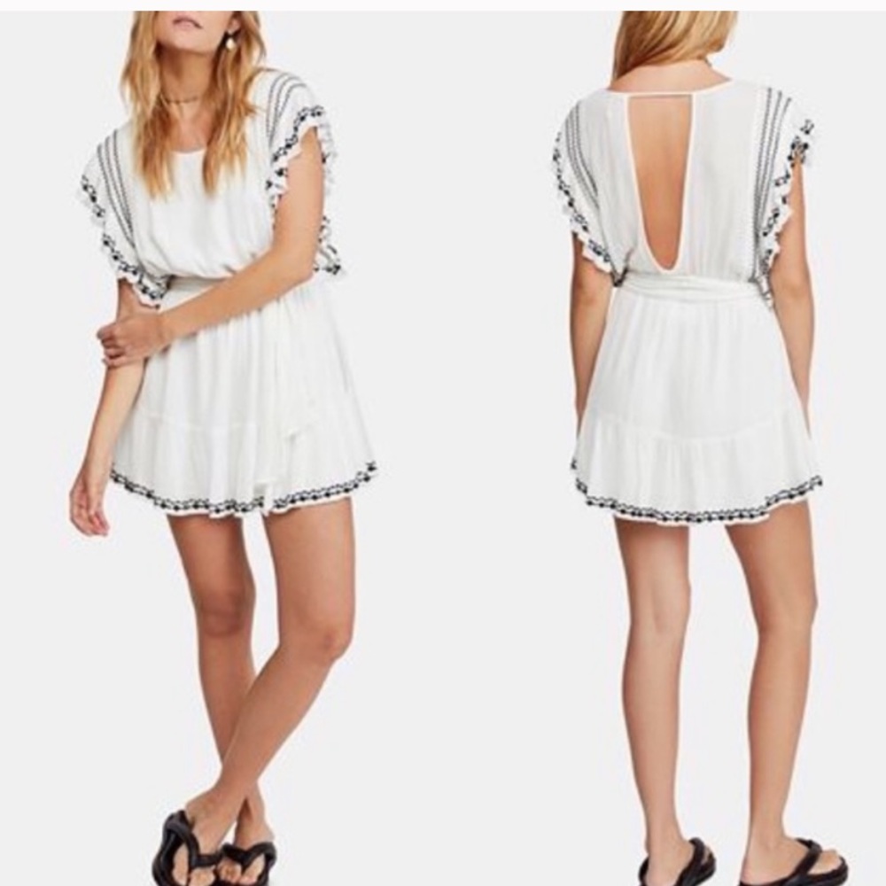 Free People Weekend Brunch Black White Mini Dress
